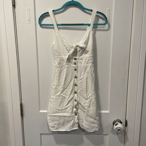 Aeropostale Mini Dress Tie Front Smocked Sundress Small Linen Blend Womens
